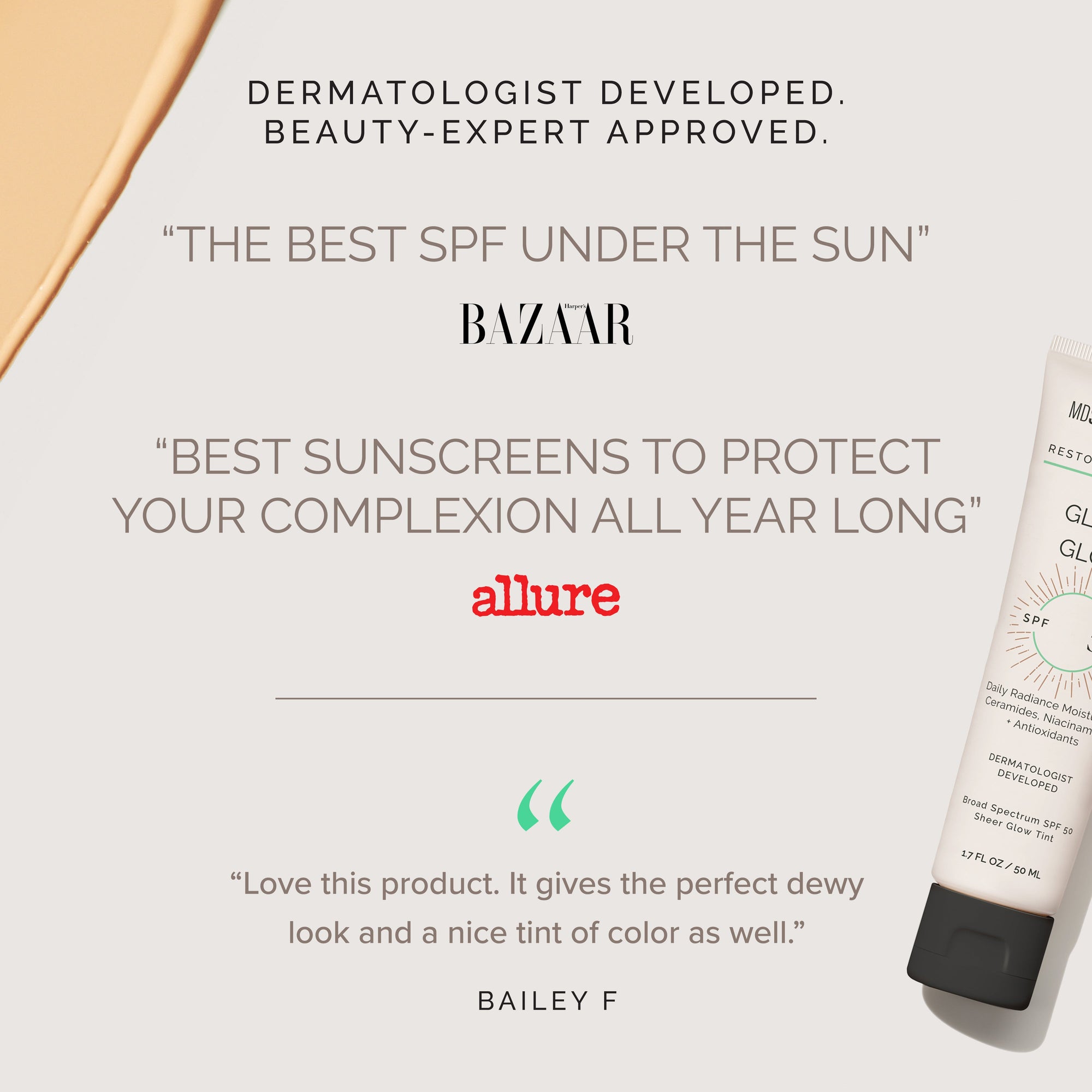 Tube of 'Gleam & Glow' sunscreen 