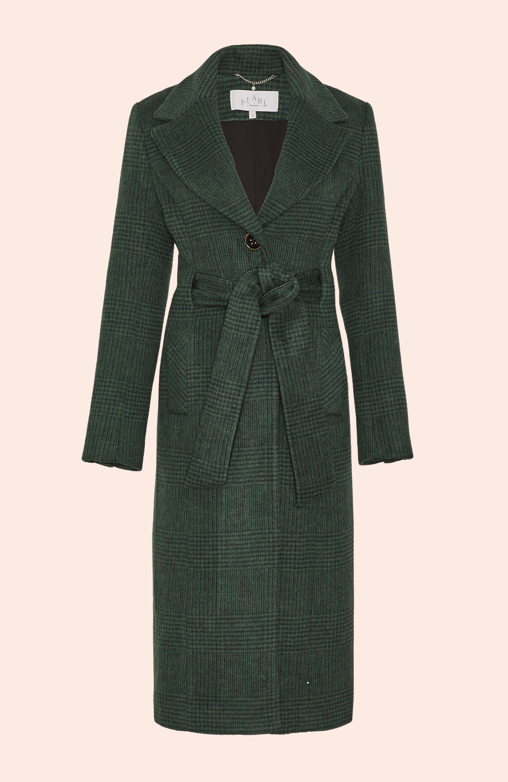 Plaid Brushed Wool Belted Coat | Forest