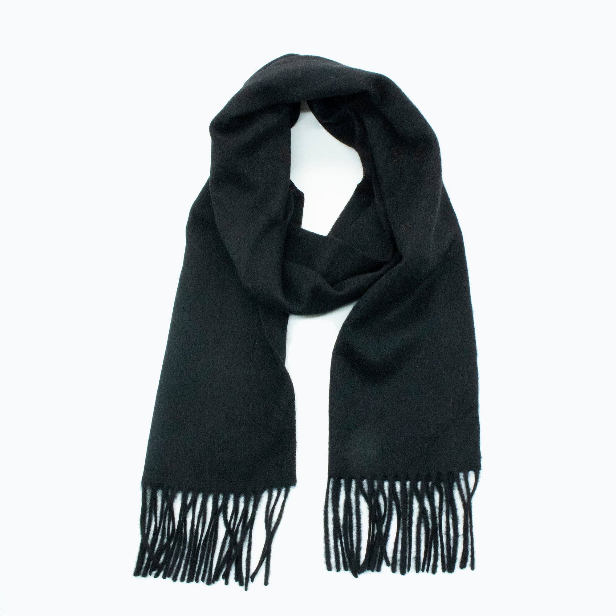 Cashmere Scarf With Fringes | Black