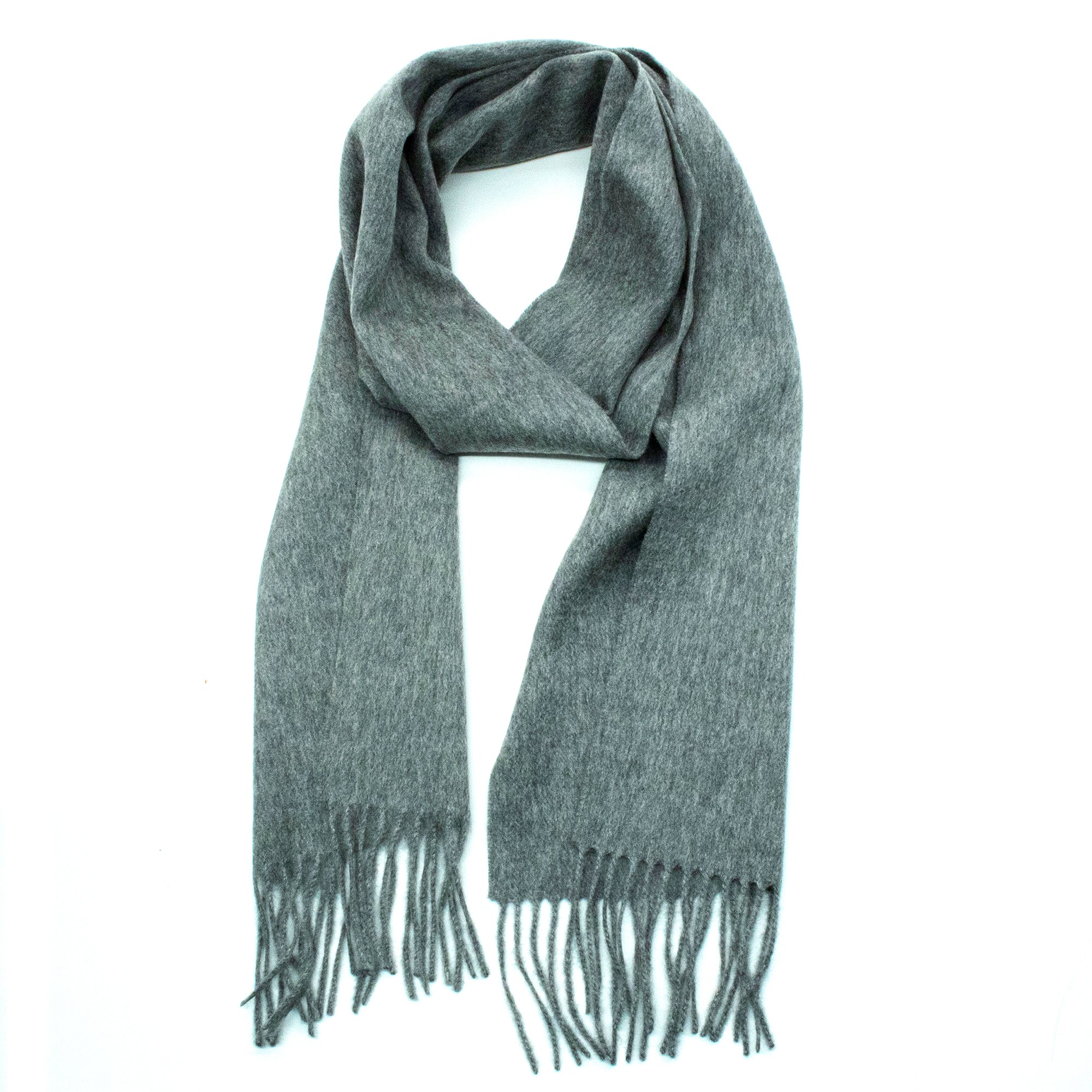 Unisex | Cashmere Scarf with Fringes | Small | Grey