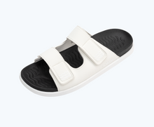 Angled view of a Native Shoes Frankie Sugarlite | Shell White/ Jiffy Black/ Shell White Footwear