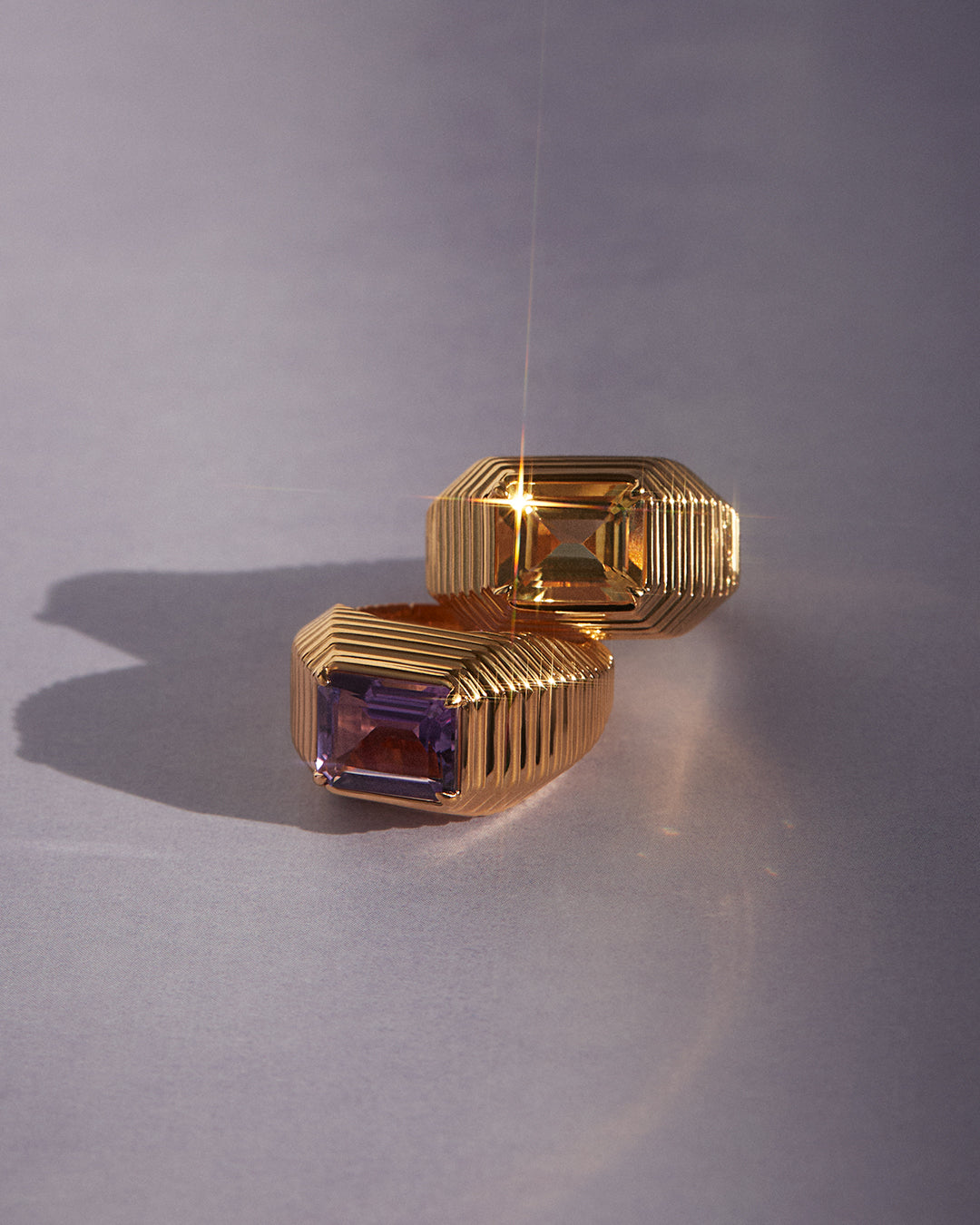 The Caroline Step - Cut Ring - Citrine | Gold Vermeil Plated Sterling Silver