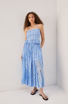 Geo Eyelet Pleated Skirt | Bluebird