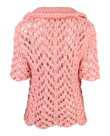 Bottega Veneta | Pink Crochet Knit Polo