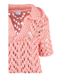 Bottega Veneta | Pink Crochet Knit Polo