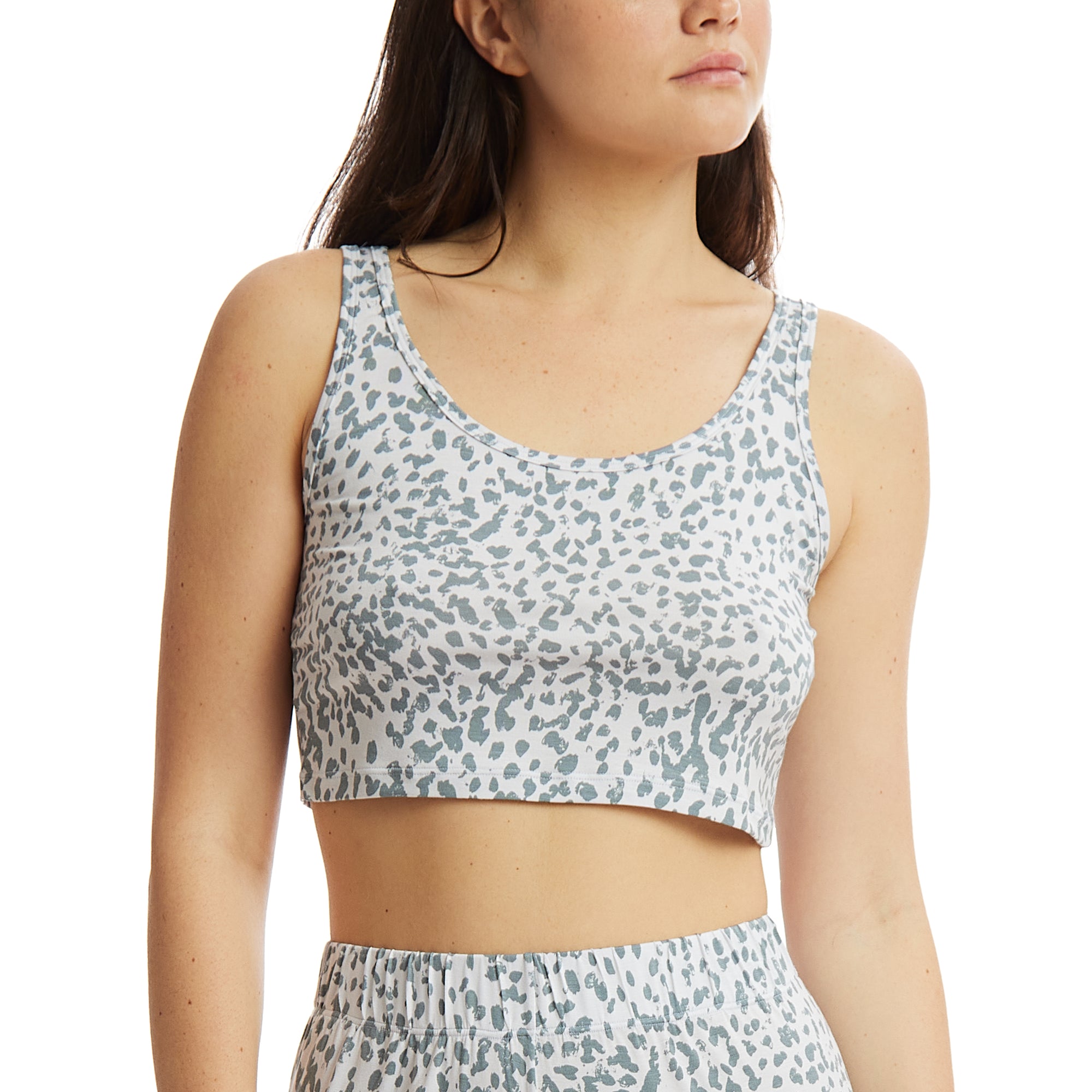 Unwind Modal Cropped Tank | Snow Leopard