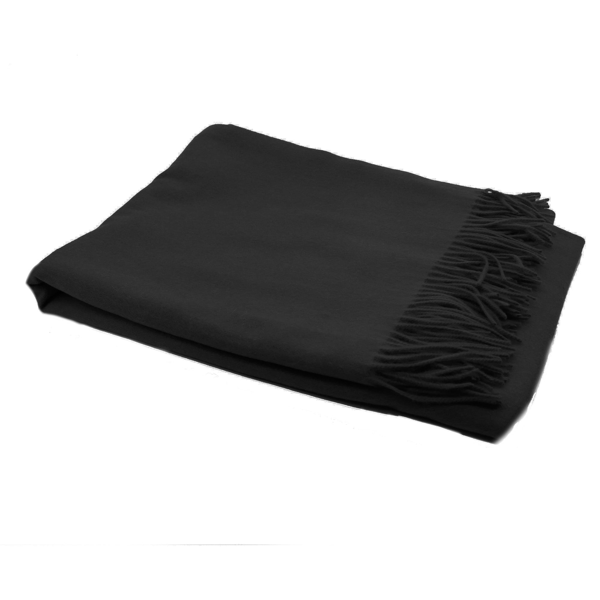 Cashmere Throw With Fringes | Black