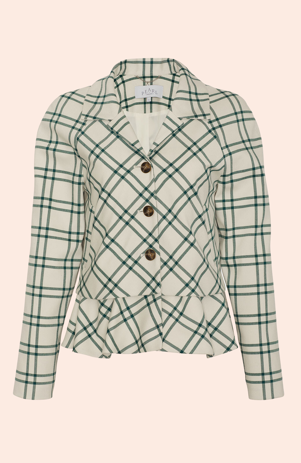 Oversized Plaid Jacket | Ivory/Forest