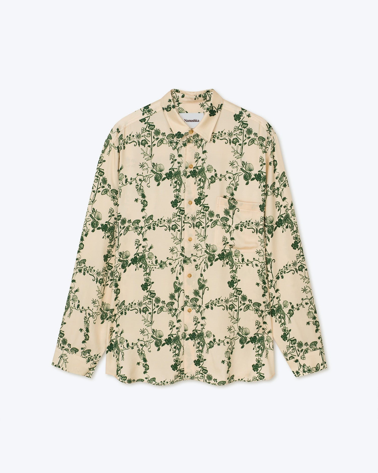 Jari  Ecovero Long-Sleeve Shirt | Floral Frame Green