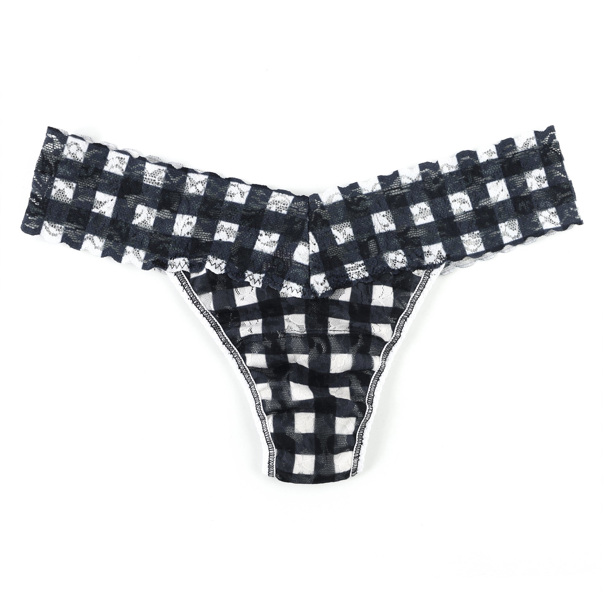 Petite Signature Lace Low Rise Thong | Black/White