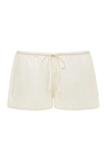 (Raspberry Stitch) Low-Rise Drawstring Short | Cream