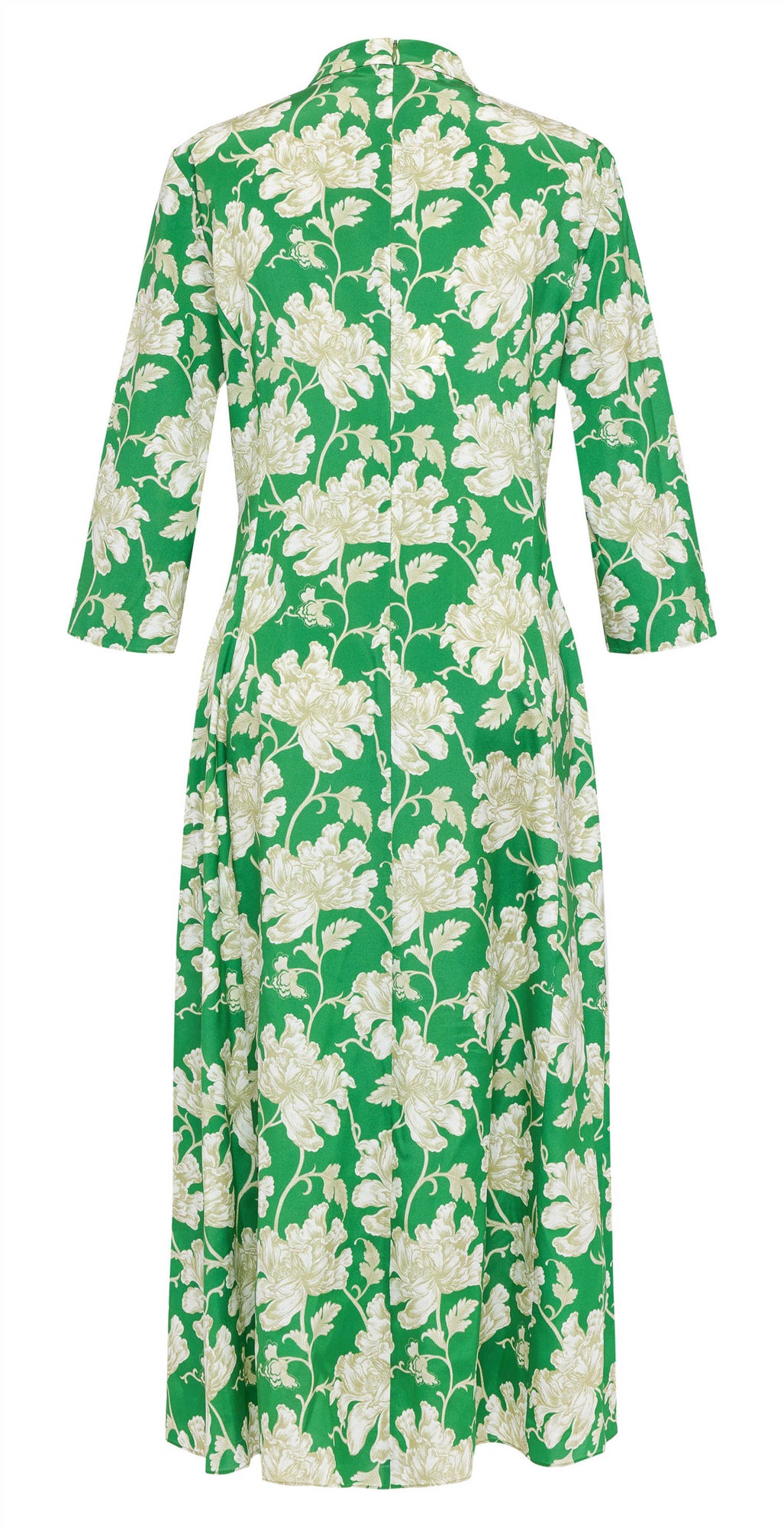 Silk Floral Midi Dress | Vibrant Green/White