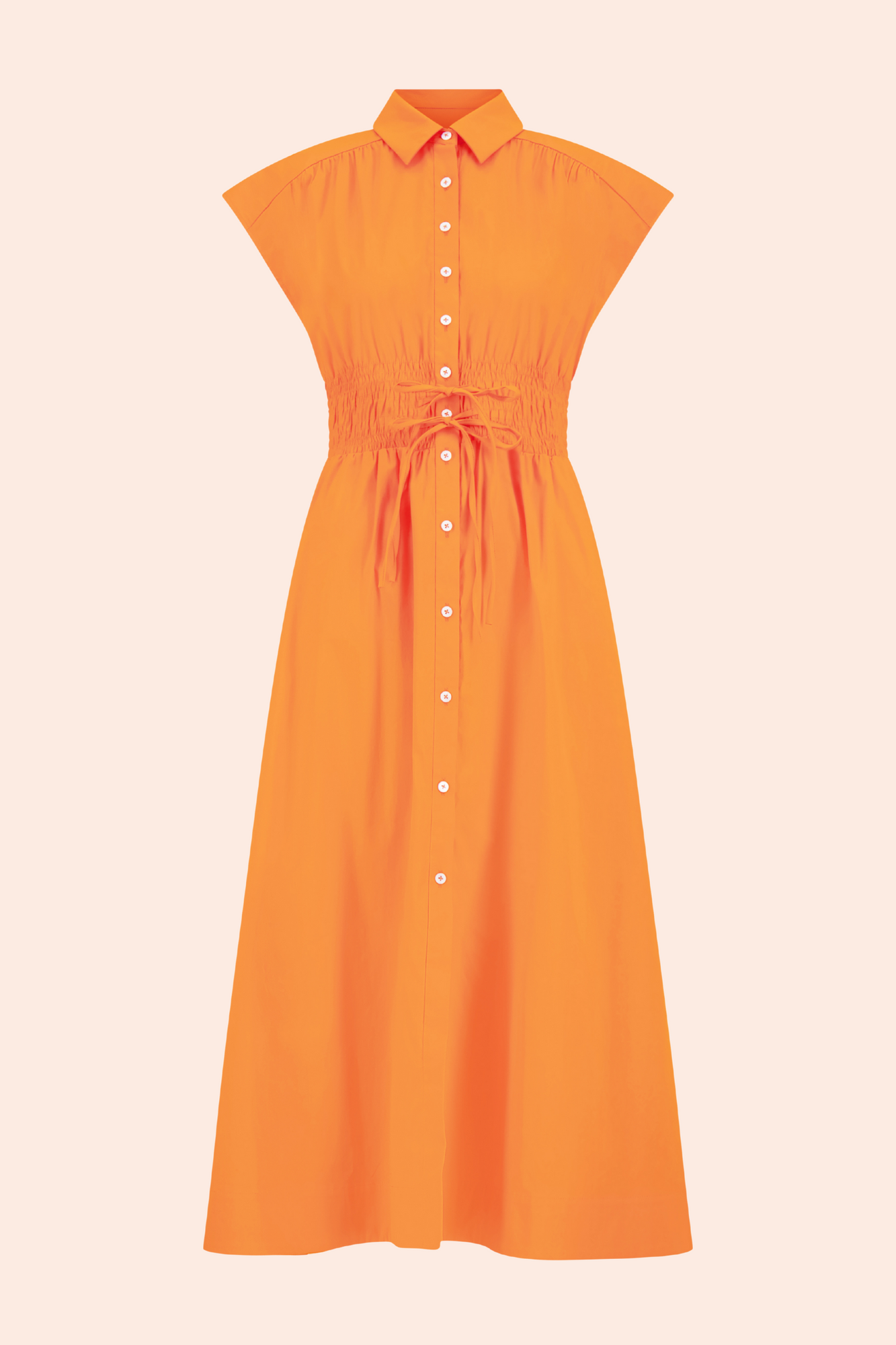 Cotton Poplin Smocked Midi Dress | Marigold