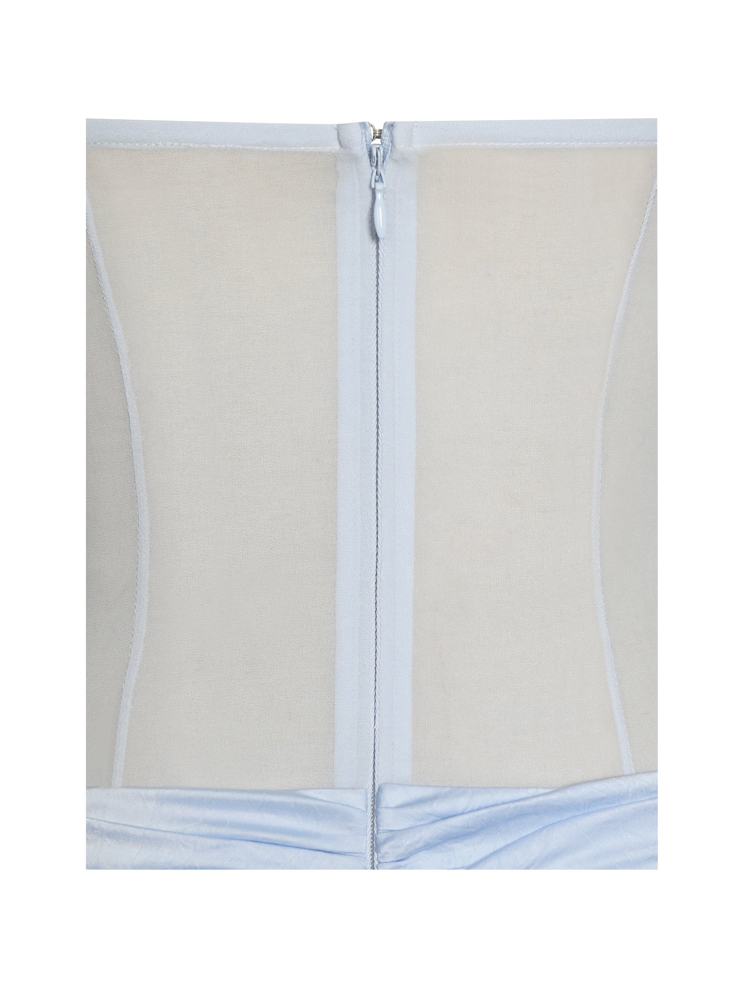 Lacy Ruched Breast High Slit Chiffon Dress | Blue