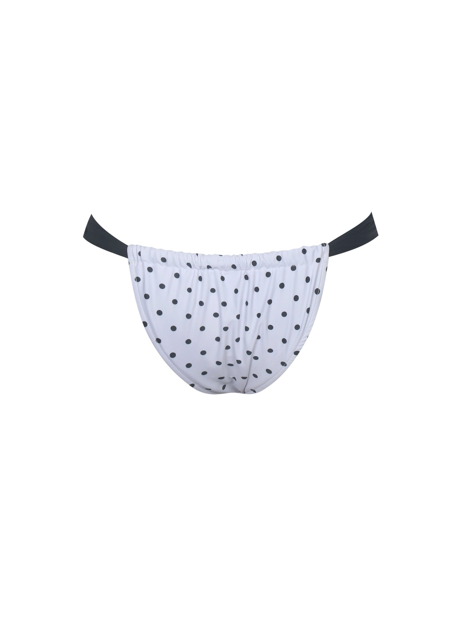 Oliveah Polka Dot Ruched Lacing Bikini Bottom | Black