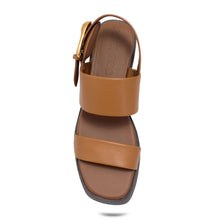 Dantay Sandal Block Heel | Tan Faux Soft Nappa