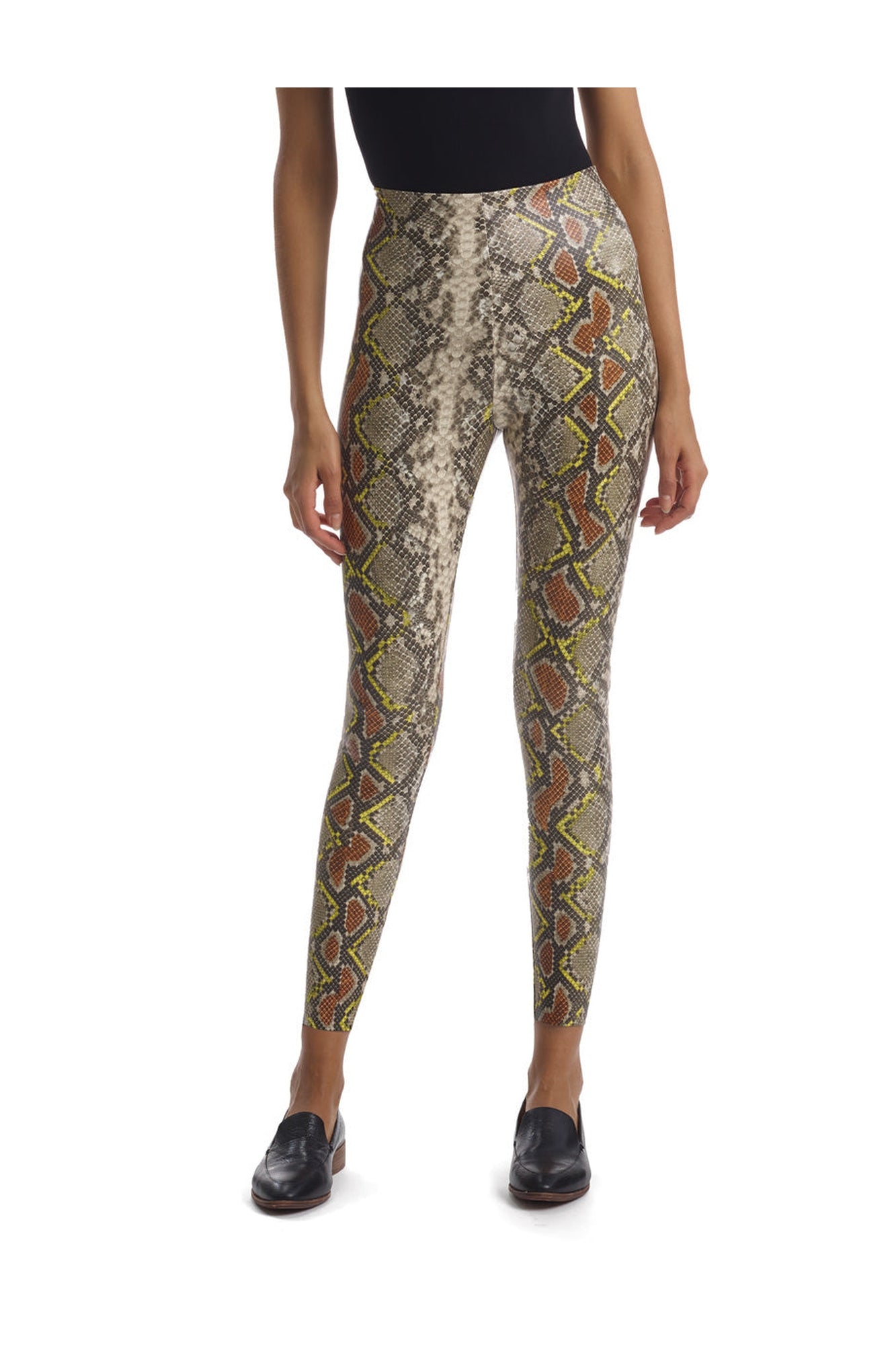 7/8 Faux Leather Animal Legging | Neon Snake