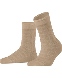 Womens | Granny Square Socks | Camel
