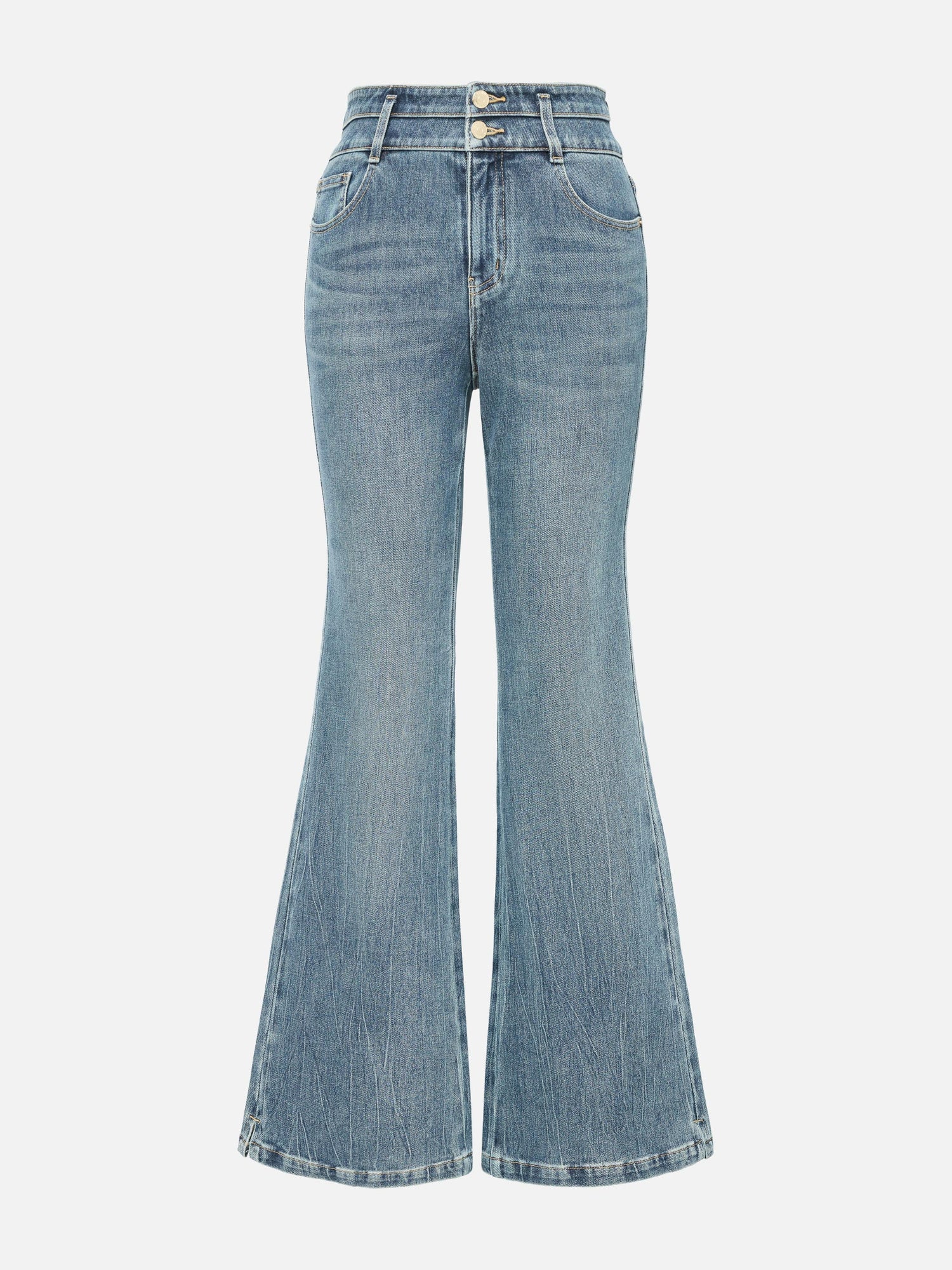 Cotton Blended Stretch Flare Pants | Blue
