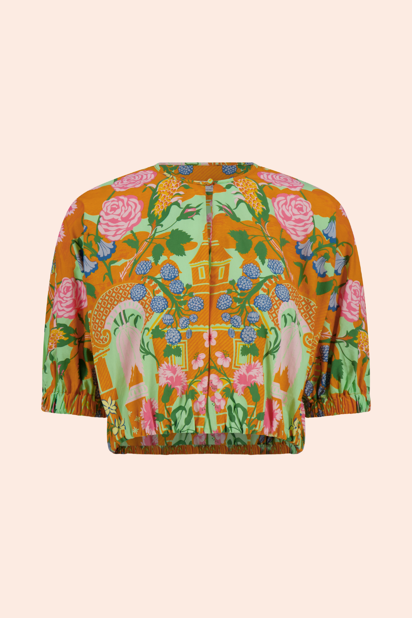 Rose Garden Cotton Cropped Top | Marigold Multi