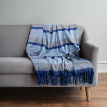 Cashmere Striped Throw With Fringes | Blue Combo