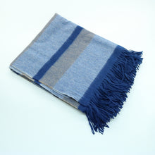 Unisex | Cashmere Striped Throw with Fringes | Blue Combo
