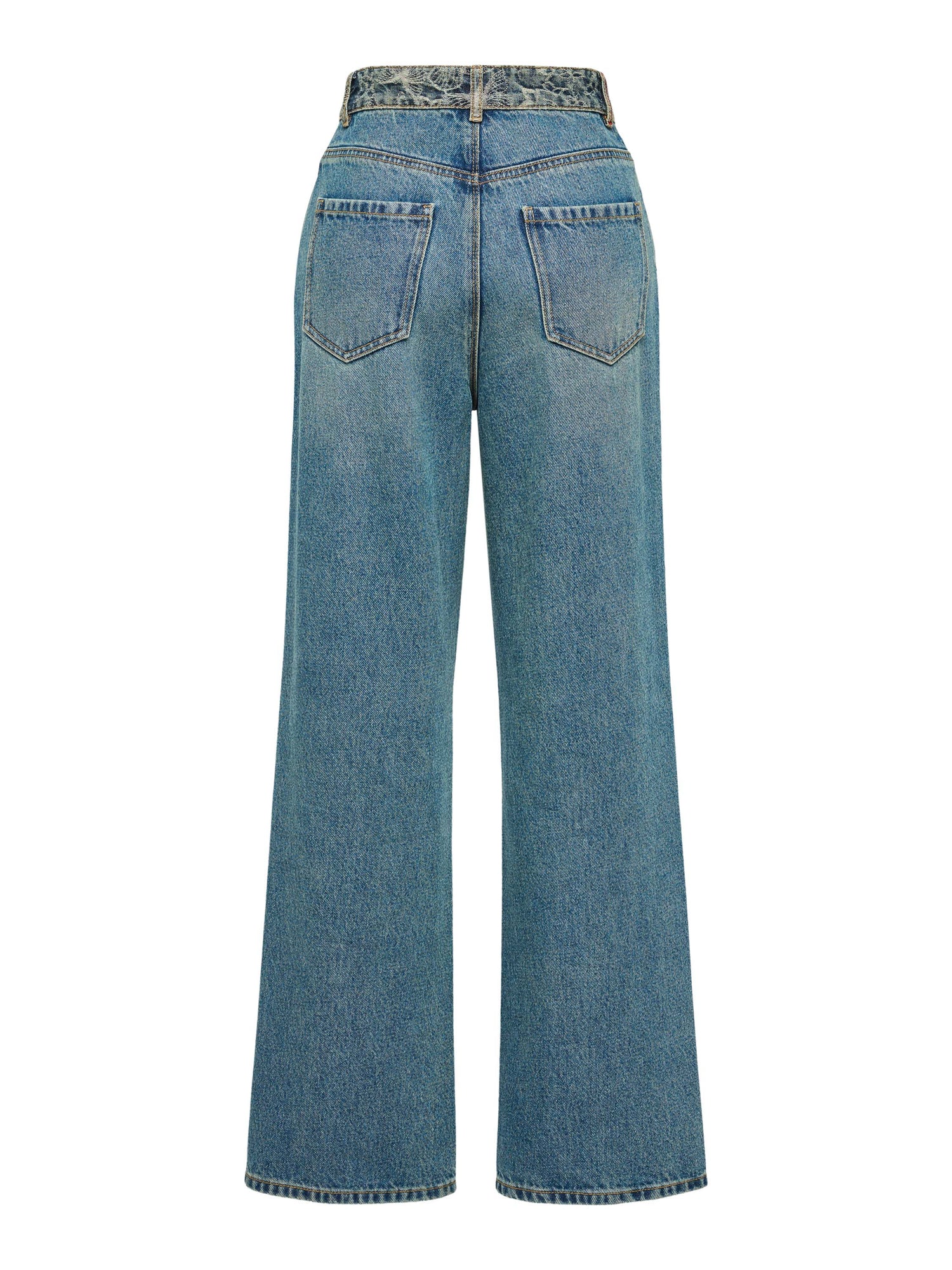 Sophisticated High-Waist Cotton Jacquard Jeans | Blue