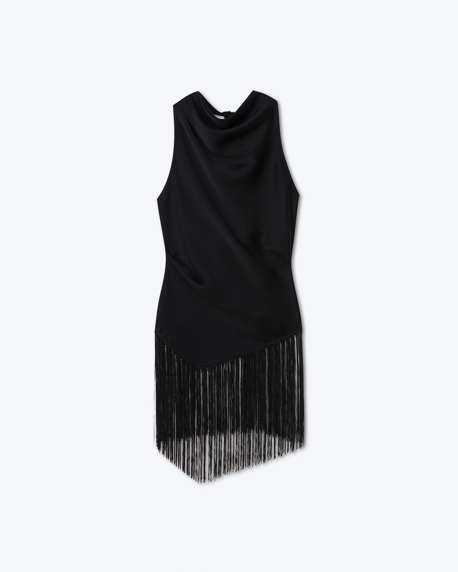 Kori Slip Satin Fringe Top | Black