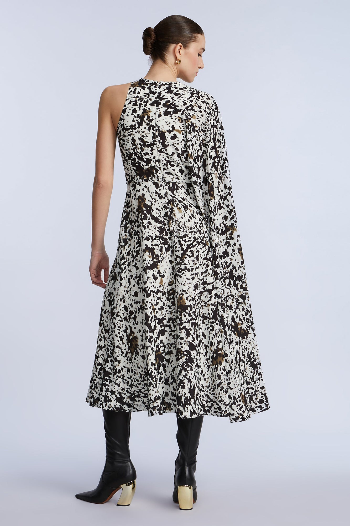 One Sleeve Midi Dress | Dotty Print