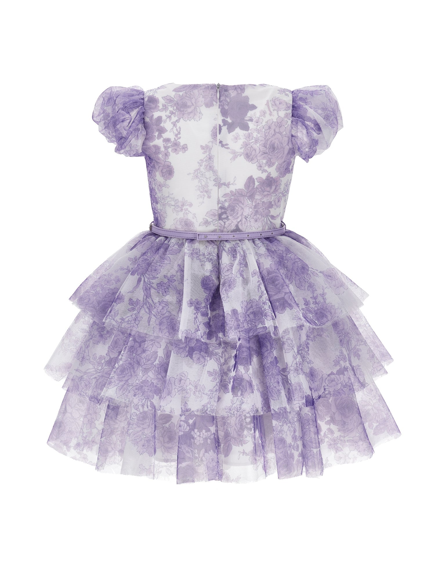Girls | Monocolour Floral Tulle Dress | Cream/Wisteria