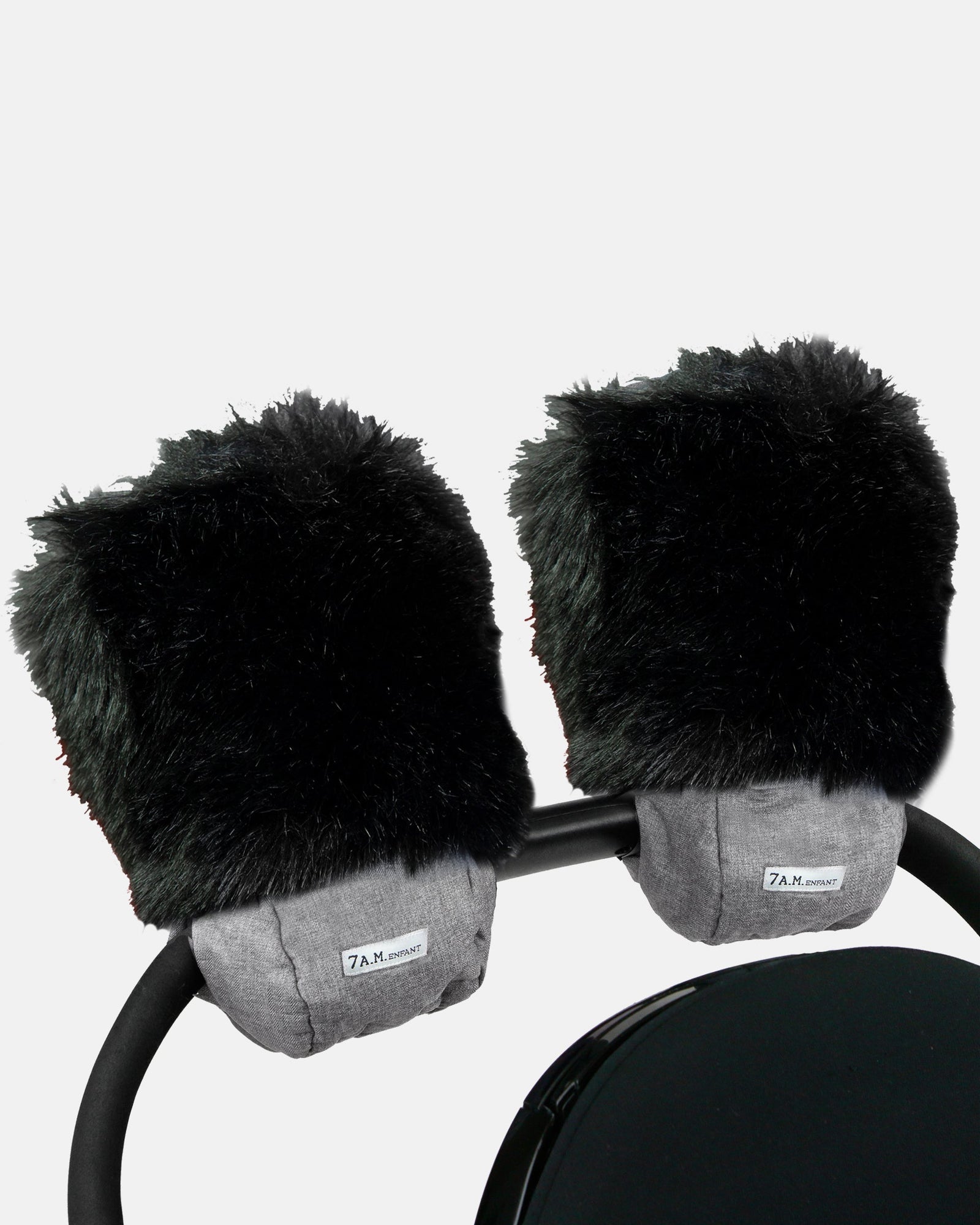 Heather Grey Dark - Black Faux Fur