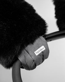 Heather Grey Dark - Black Faux Fur