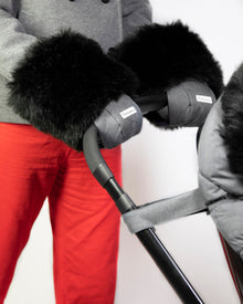 Heather Grey Dark - Black Faux Fur