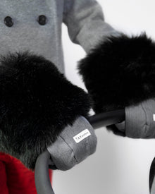 Heather Grey Dark - Black Faux Fur