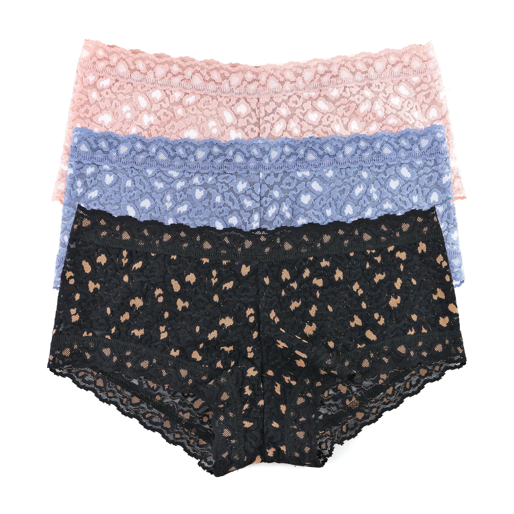 3-Pack Cross-Dyed Boyshort | Black/Praline, Desert Rose/White, Stonewash Blue/Serenity Blue