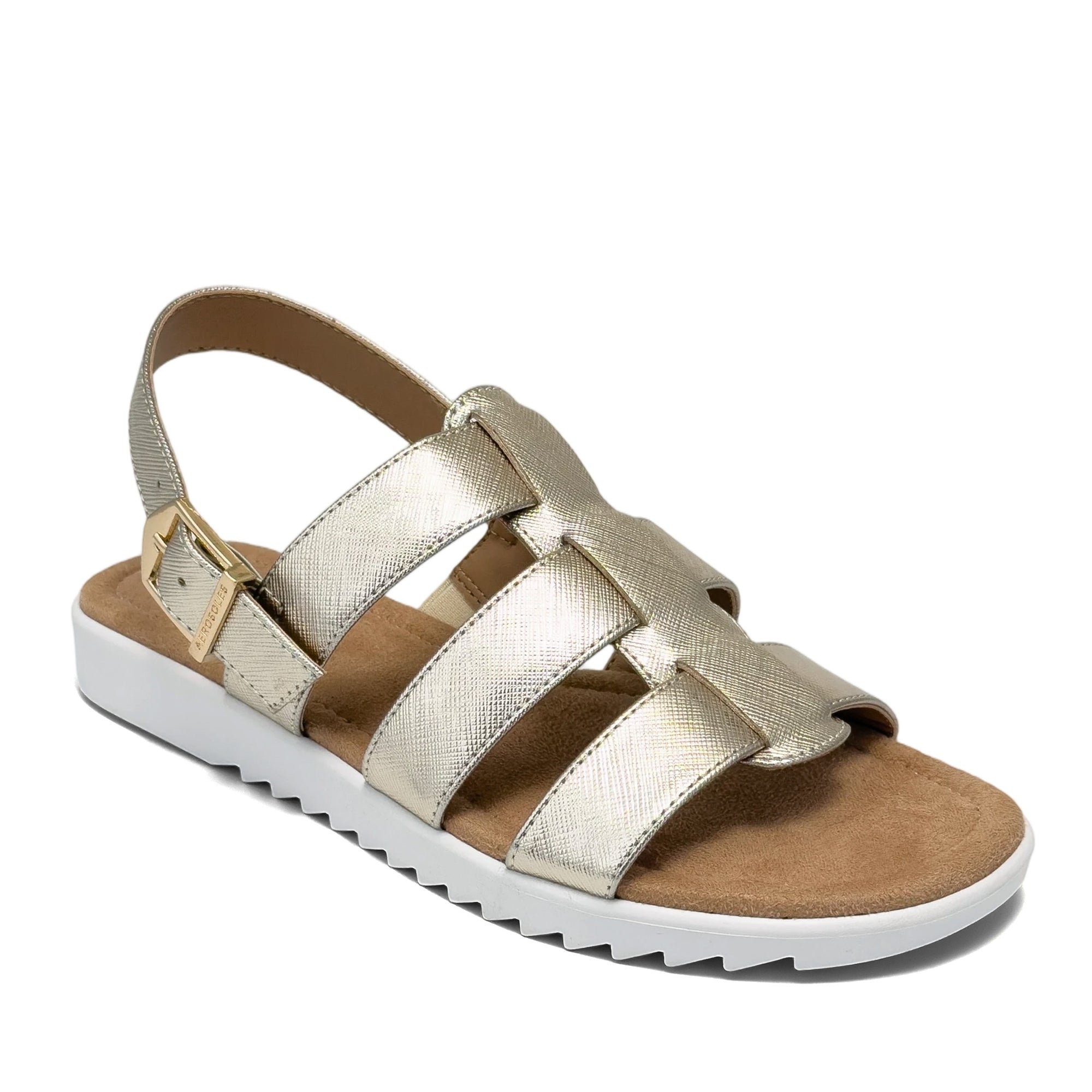 Jara Sandal Flat | Soft Gold Faux Nappa