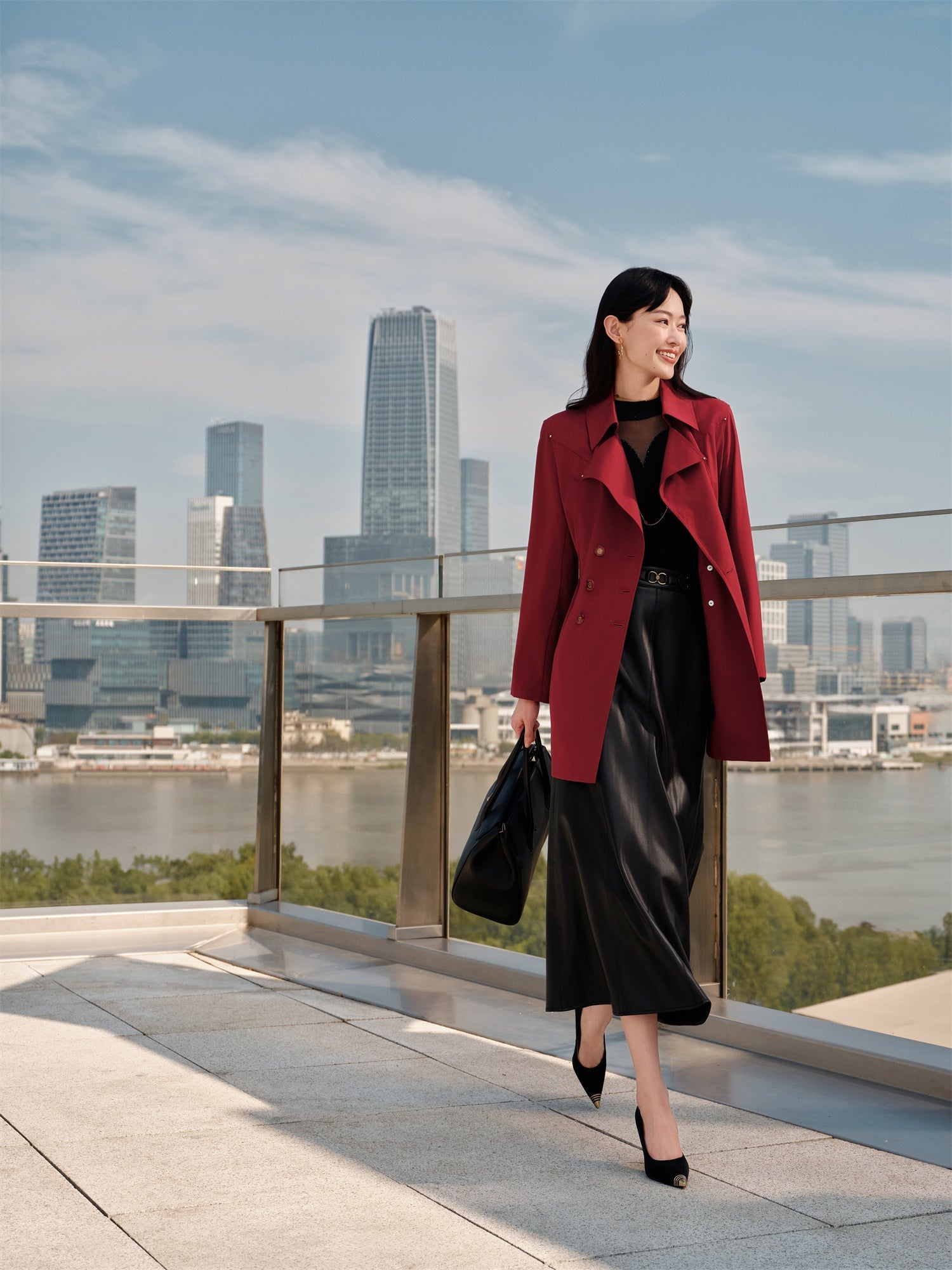 Wool Trench Coat | Red