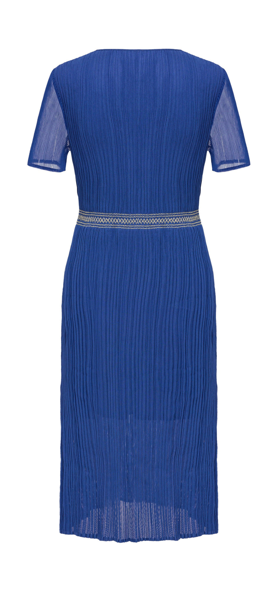 V-neck Waist-fitted Dress | Blue