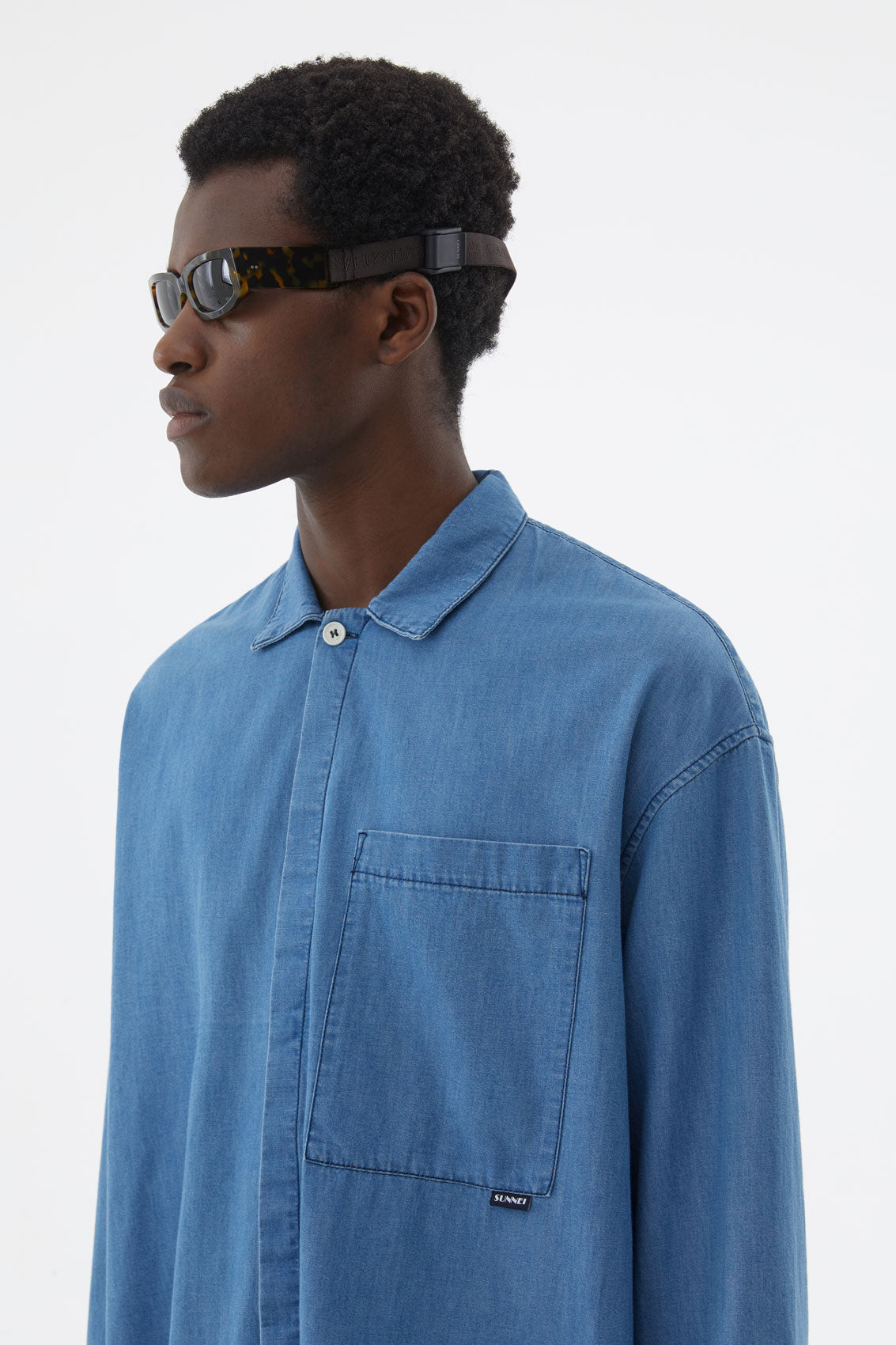 Oversized Denim Shirt | Men | Blue