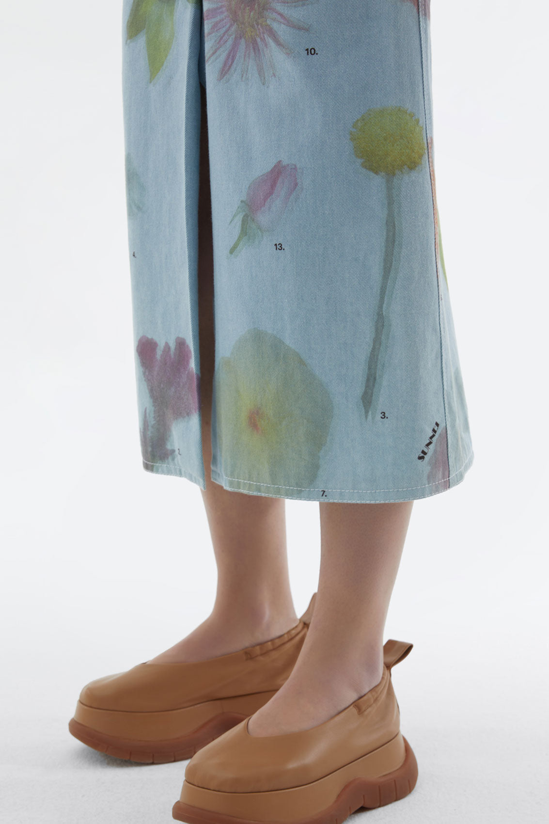 Denim Midi Skirt | Women | Flower Print