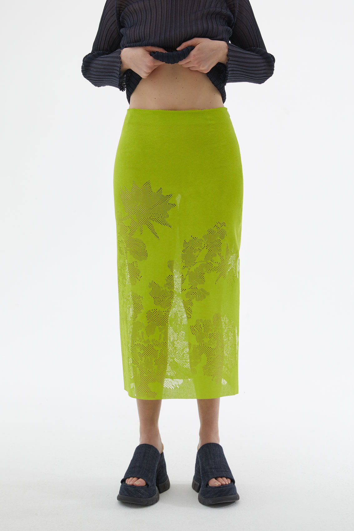 Jacquard Knit Rubber Skirt | Women | Light Green