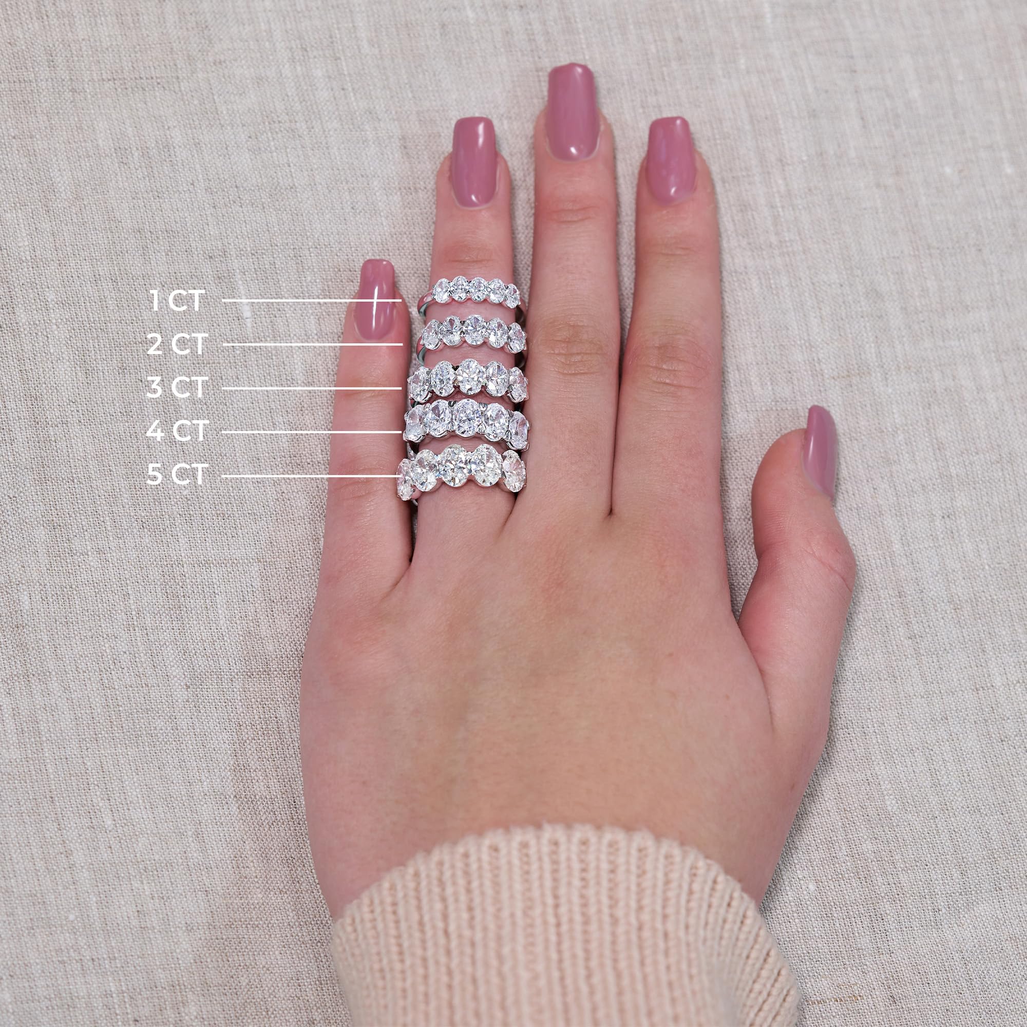 1.00 CT Oval Lab-Grown Diamond | Five Stone Anniversary Wedding Band Ring | 14K Yellow Gold | G Color | VS Clarity