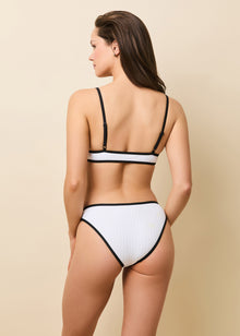 Rachel Ribbed Bikini Bottom Optic White / Noir - Solid & Striped