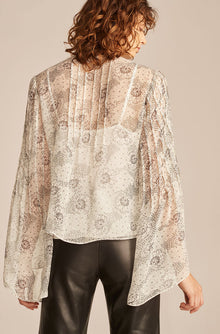 Long Sleeve Pintuck Top | Ivory Combo