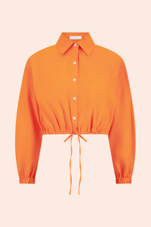 Cotton Poplin Tie Front Top | Marigold