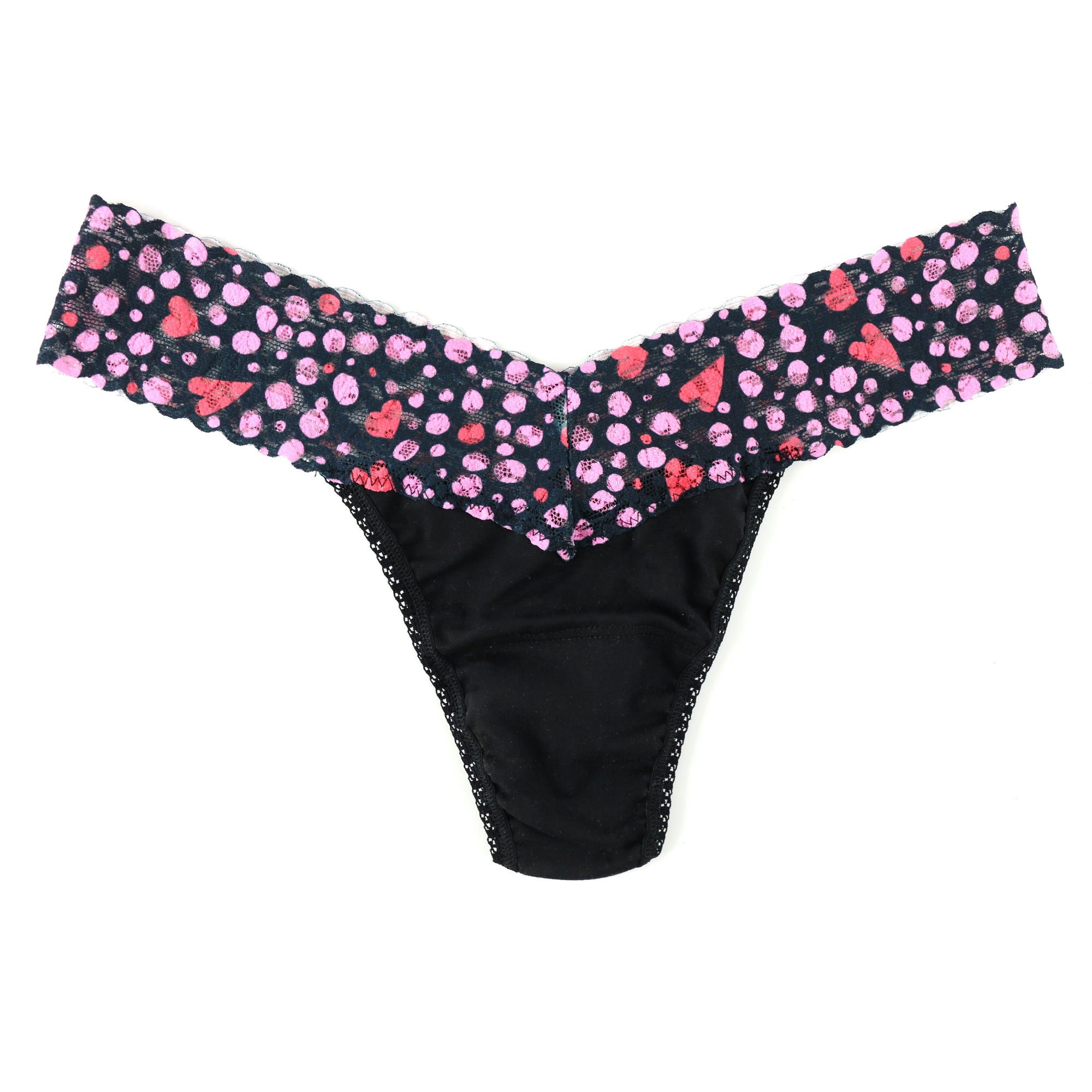 Cotton Low Rise Thong | Black/Love Nest