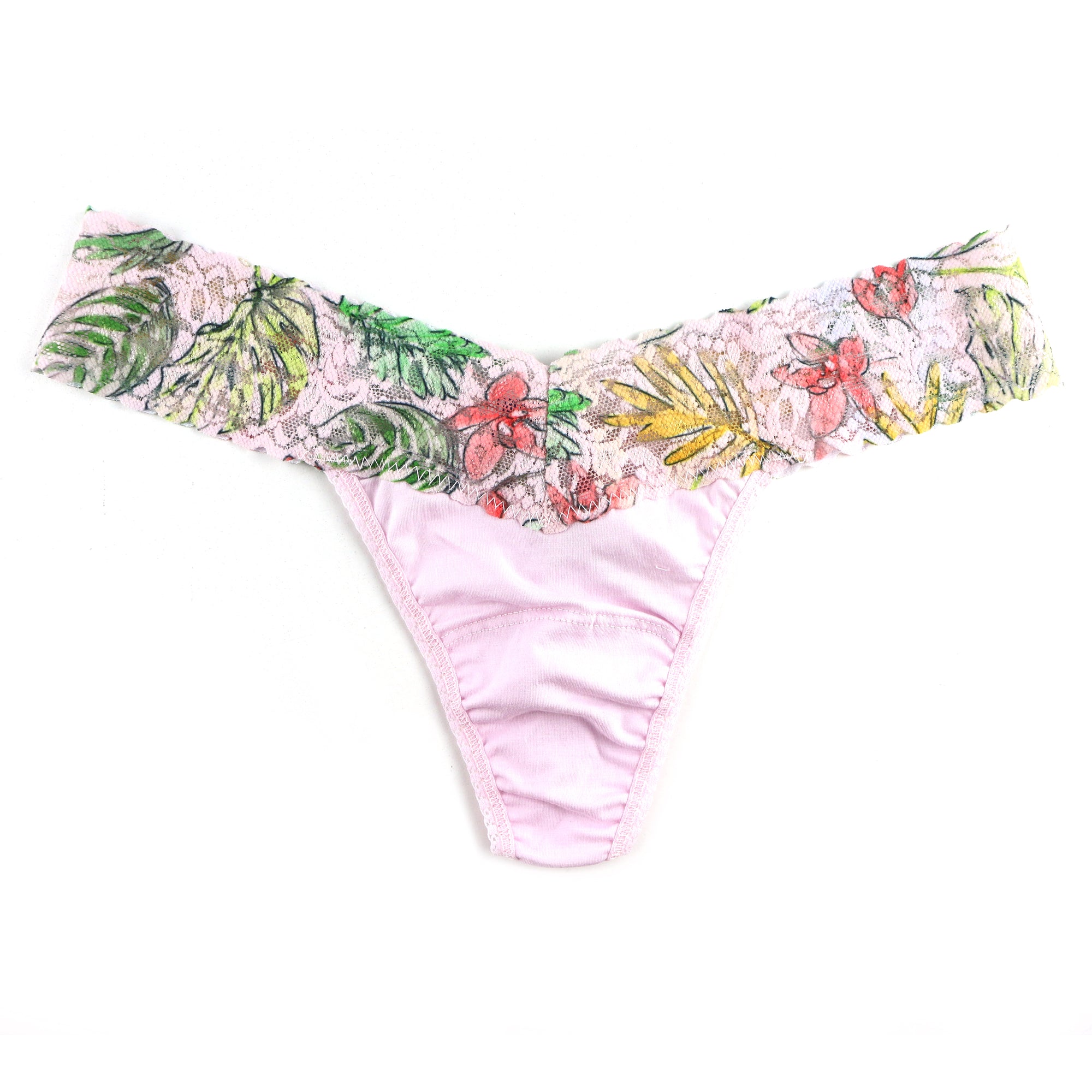 Cotton Low Rise Thong | Island Pink/Lovely Leaves