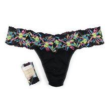 Cotton Low Rise Thong | Black-Multi