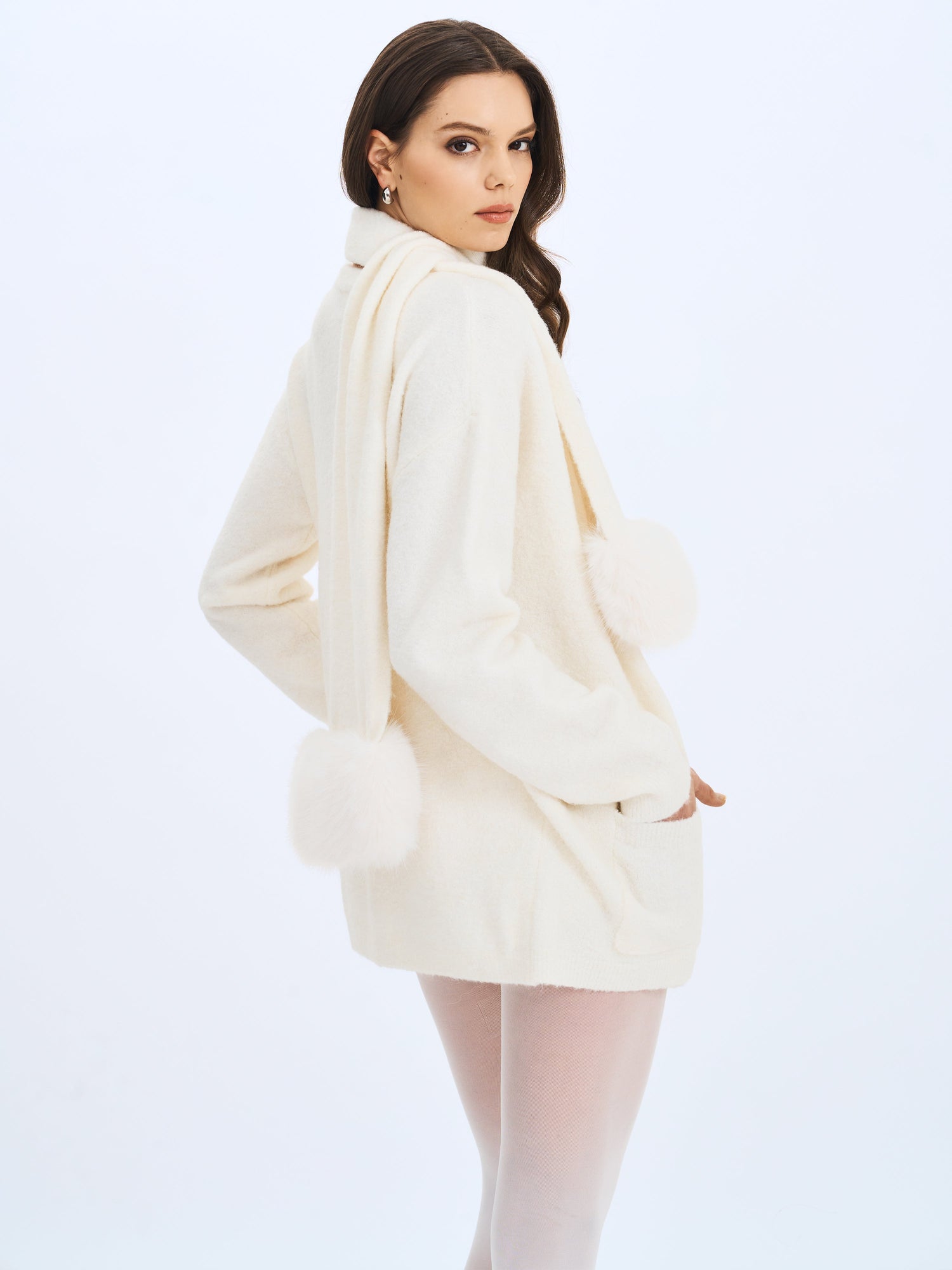 Selma Wool-Blend Ribbed Knit Scarf | White