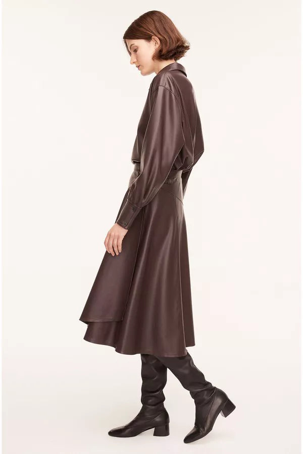 Vegan Leather Midi Whisper Skirt | Deep Port